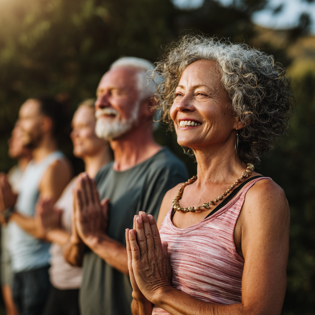 Romanian yoga practitioners demonstrating gradual progression in gentle yoga poses